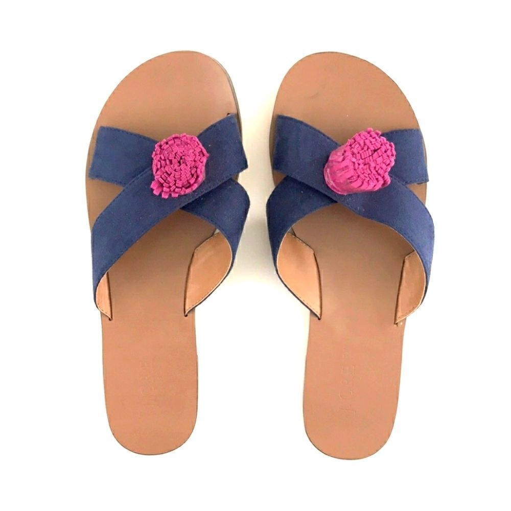 J CREW pompom sandals (NWOT)